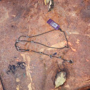 Vintage Anne Klein necklace with beaded chain  pendant. Faux lariat style